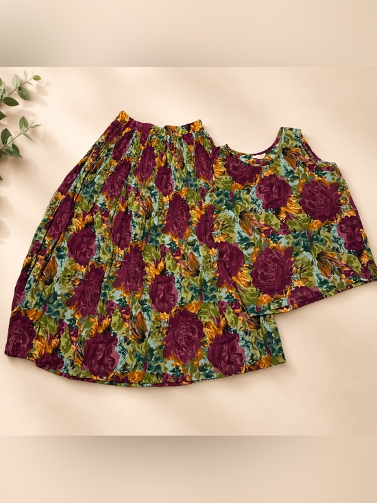 American Vintage Dresses & Skirts - American Vintage Multicolor Floral A-Line Skirt & Top Set